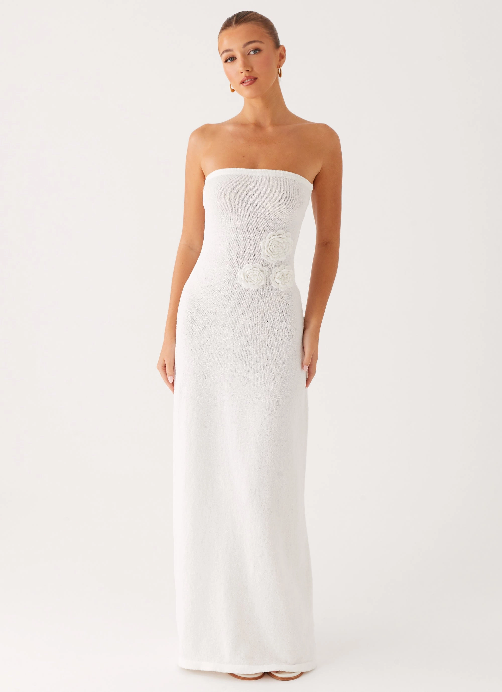 Arli Strapless Maxi Dress - Ivory Smart Cut Minimal Curve