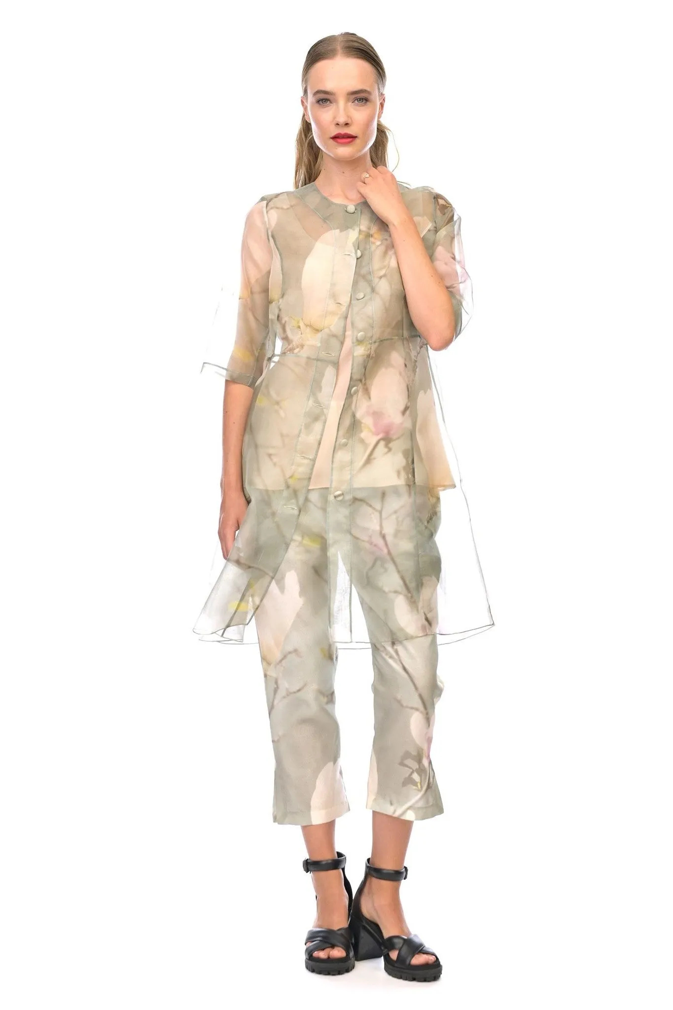 Megan Salmon - M5120 Magnolia Noble Coat Collapsible Packable Design