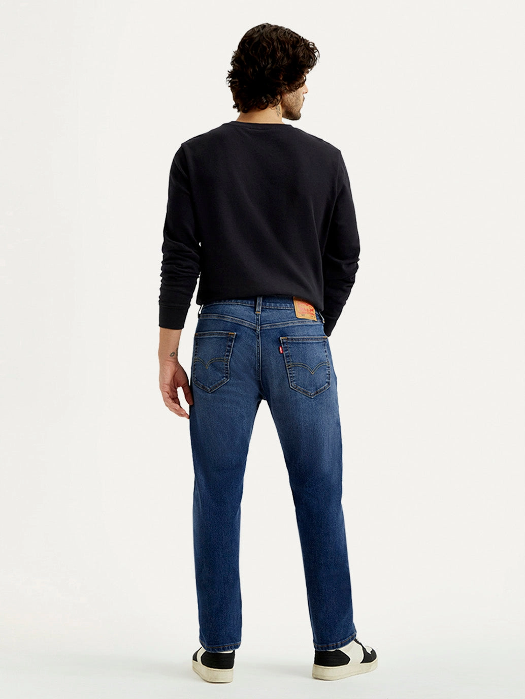 Men's 505 Med Indigo Straight Fit Mid Rise Jeans Morning Stroll Streetwear Fan