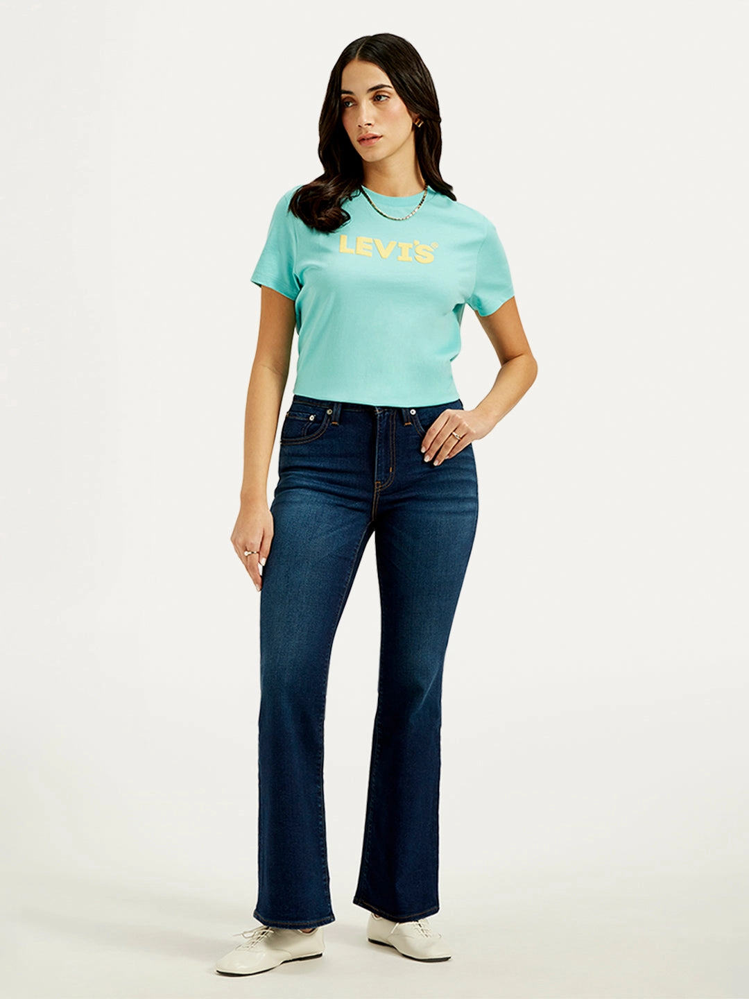 Work Meeting Unisex Wear Weekend Warrior Home Comfort Party Look Modern Minimalist Women's 726 Navy Blue Flared Fit High Rise Jeans