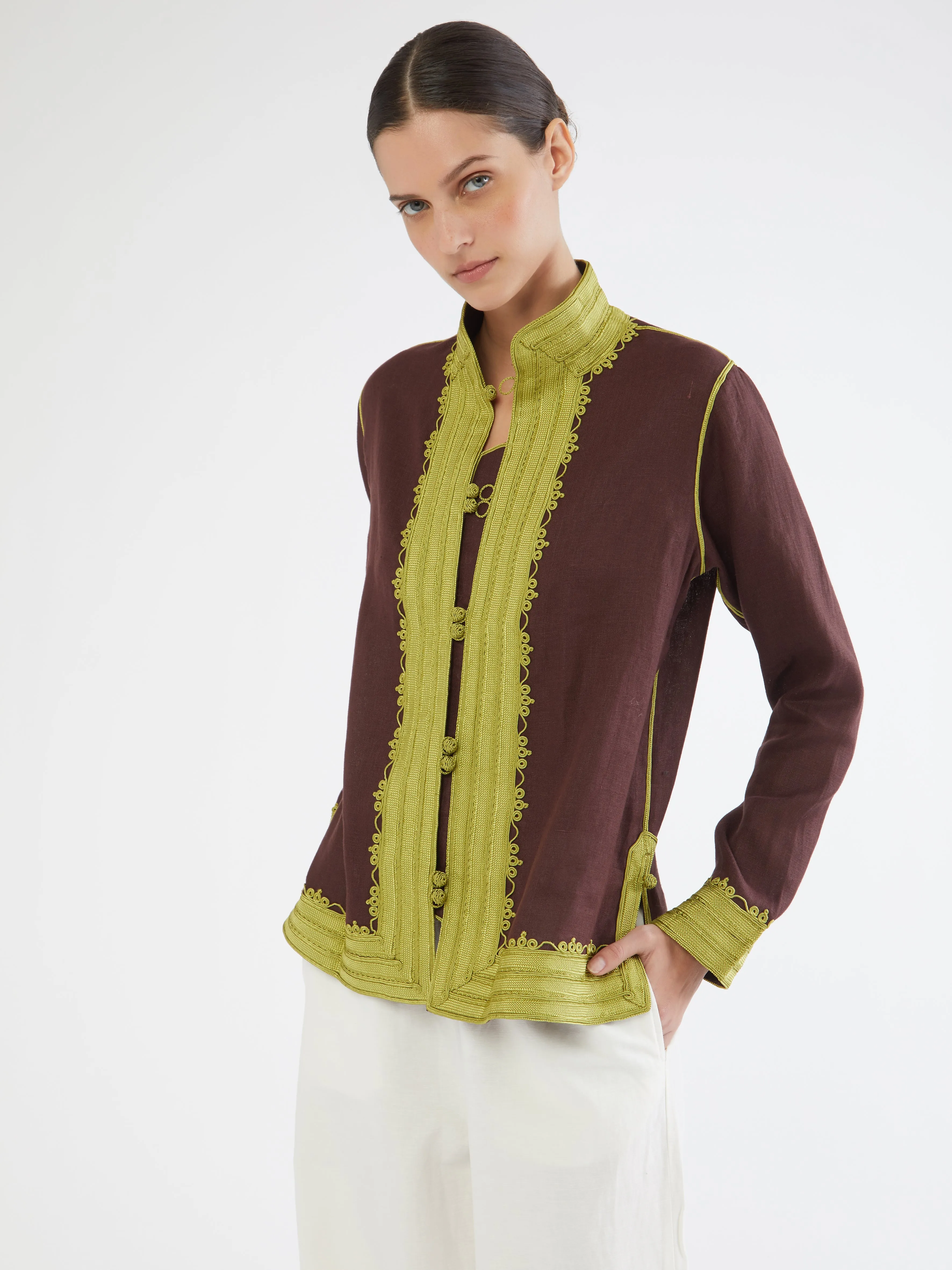 Moroccan linen jacket Cool Climate Adjustable Cuff