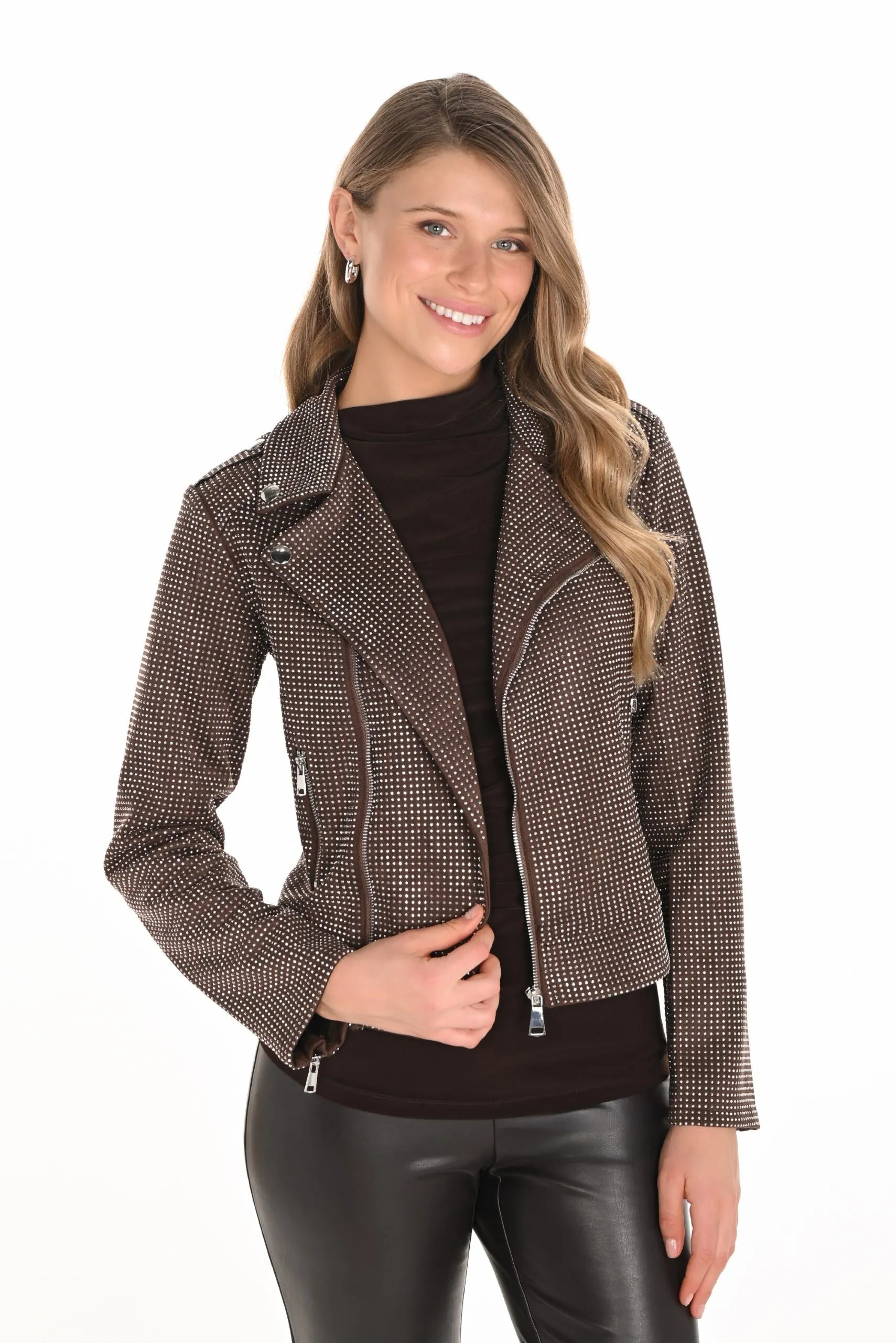 ElasticCuffs Chill Proof Style Frank Lyman - 243444U Diamante Zip Jacket