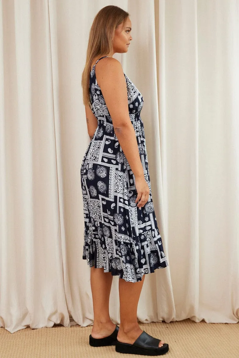 Paisley Pr Midi Dress V-neck Sleeveless Casual Mode Gentle Texture