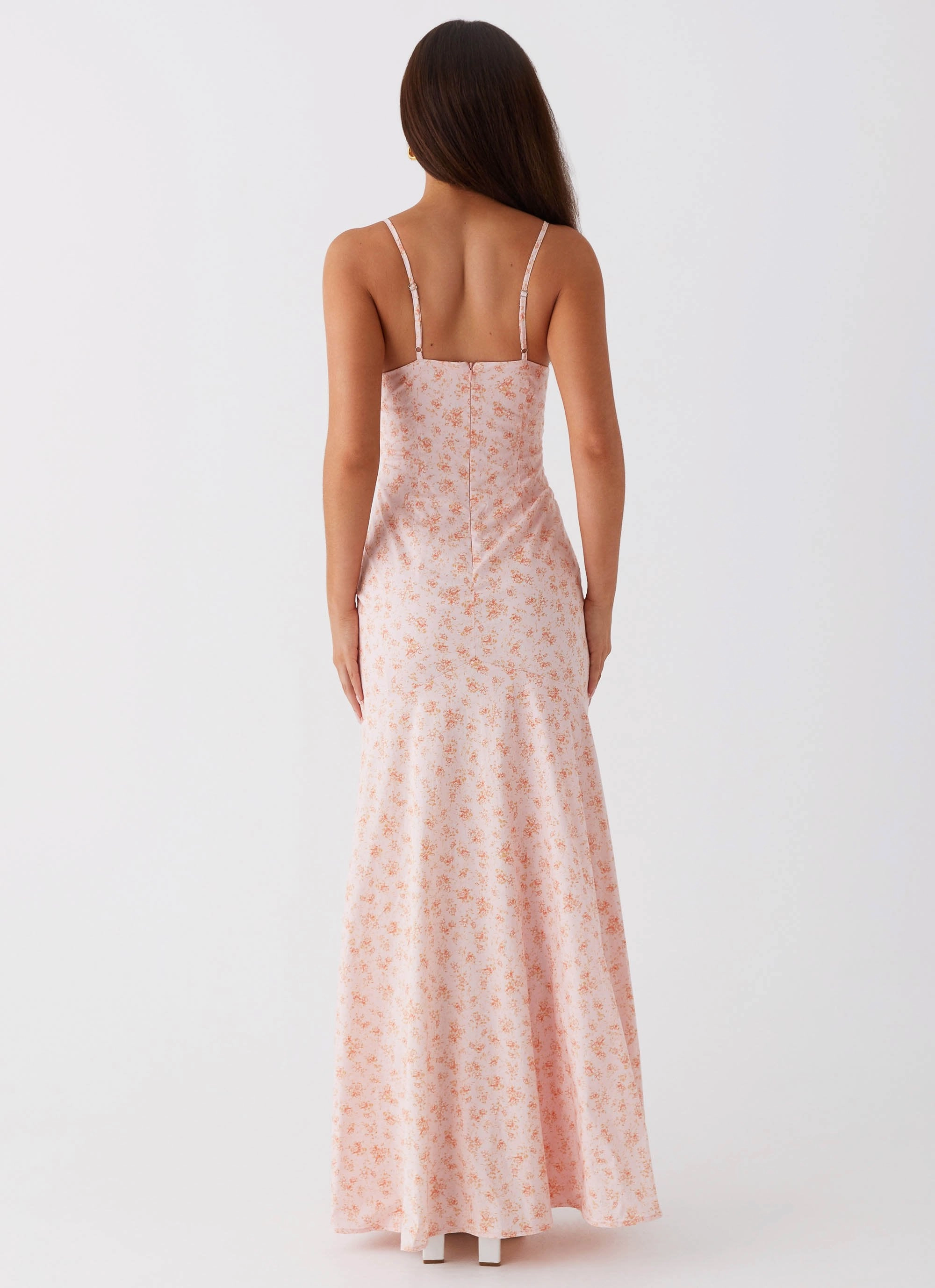 Britney Maxi Dress - Pink Ditsy Floral spring fresh Front Detail