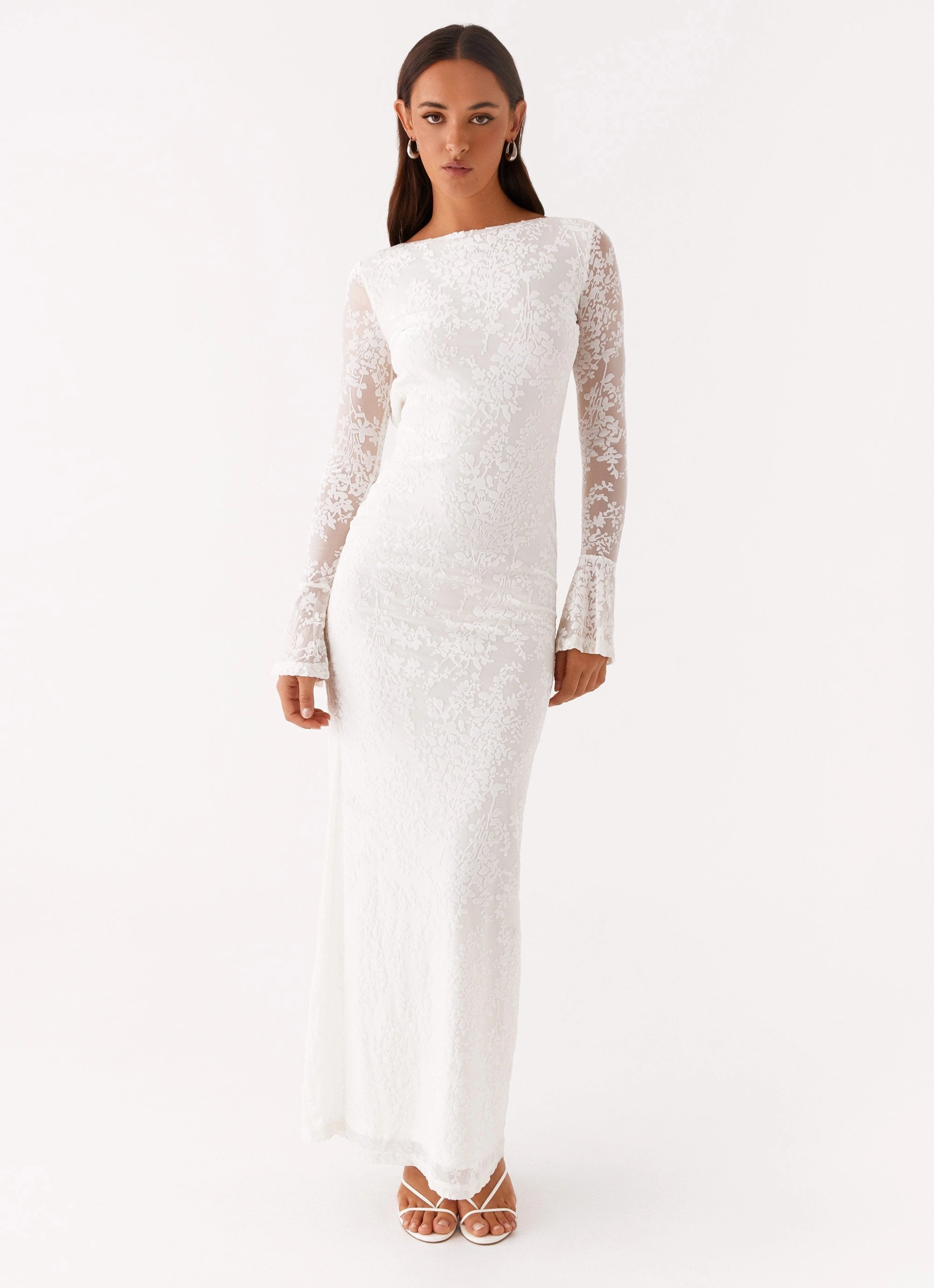 french chic Earthy Hue Thriving Maxi Dress - White