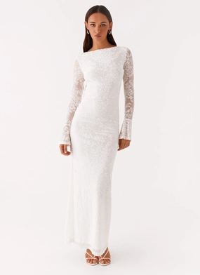 french chic Earthy Hue Thriving Maxi Dress - White