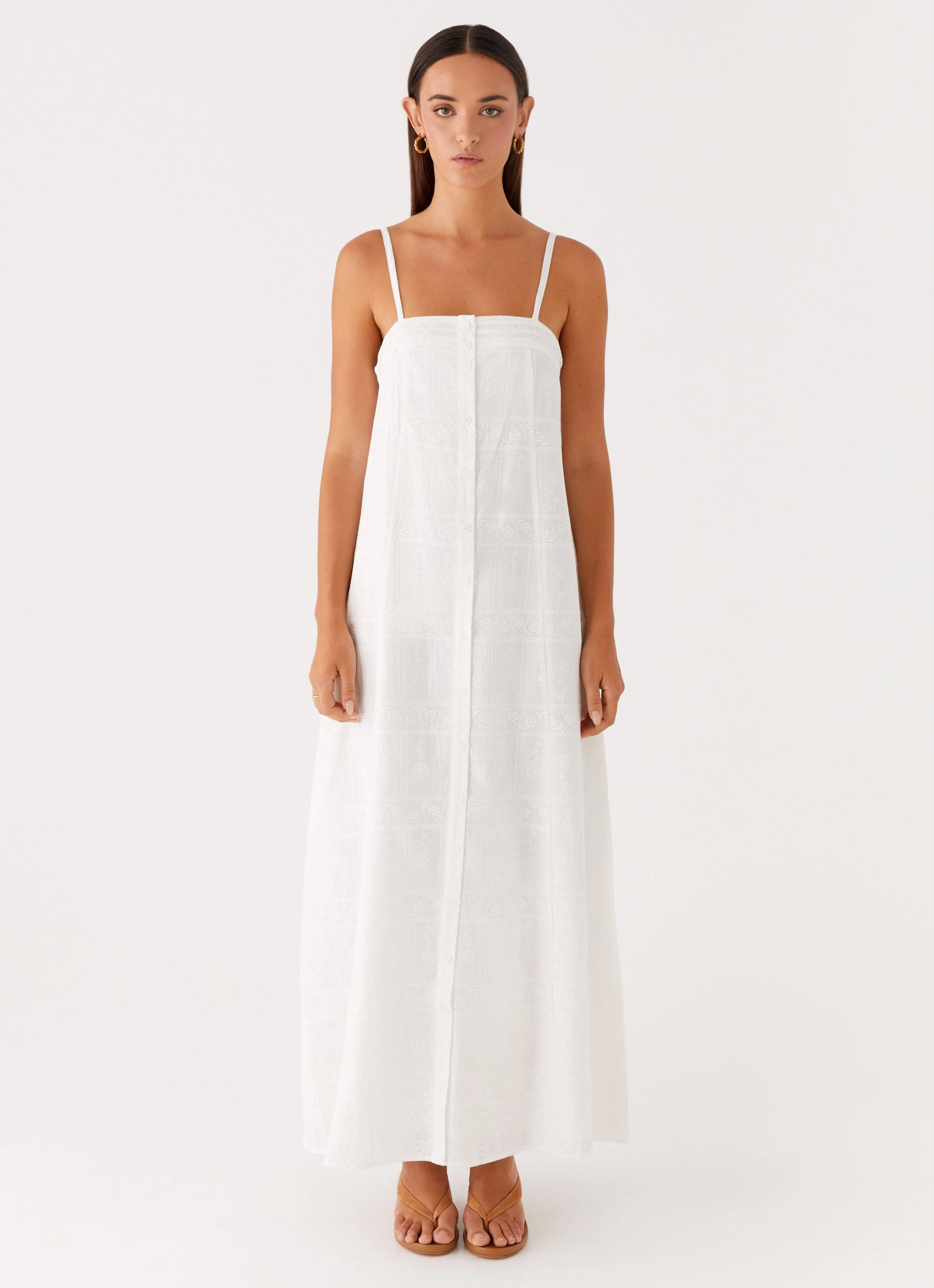 Flowy-Shape Cole Maxi Dress - White