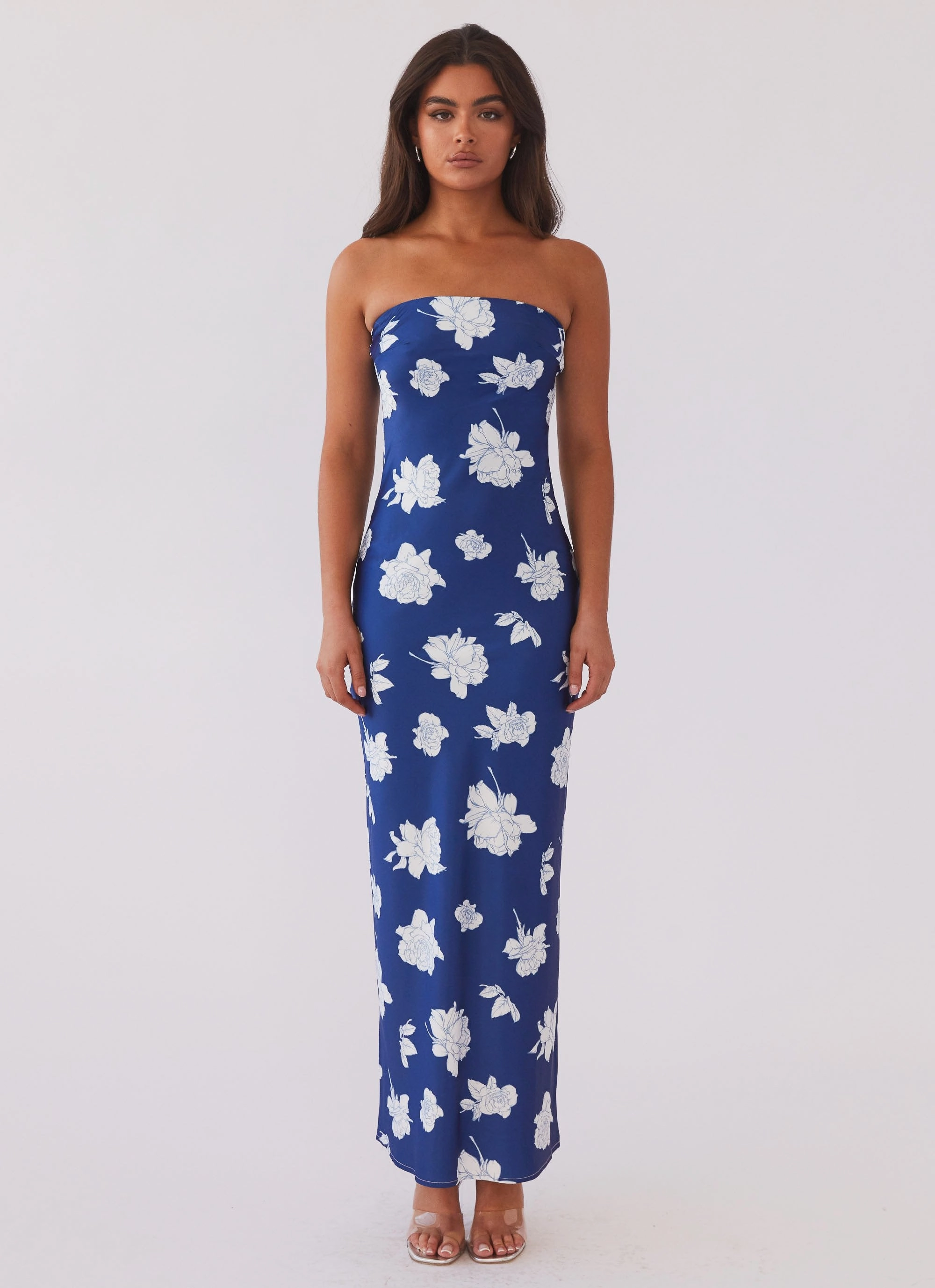 Pleat-Front Gradient Shade What I Want Maxi Dress - Navy Flora