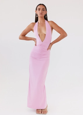 Work Friendly Whisked Away Halterneck Maxi Dress - Pink