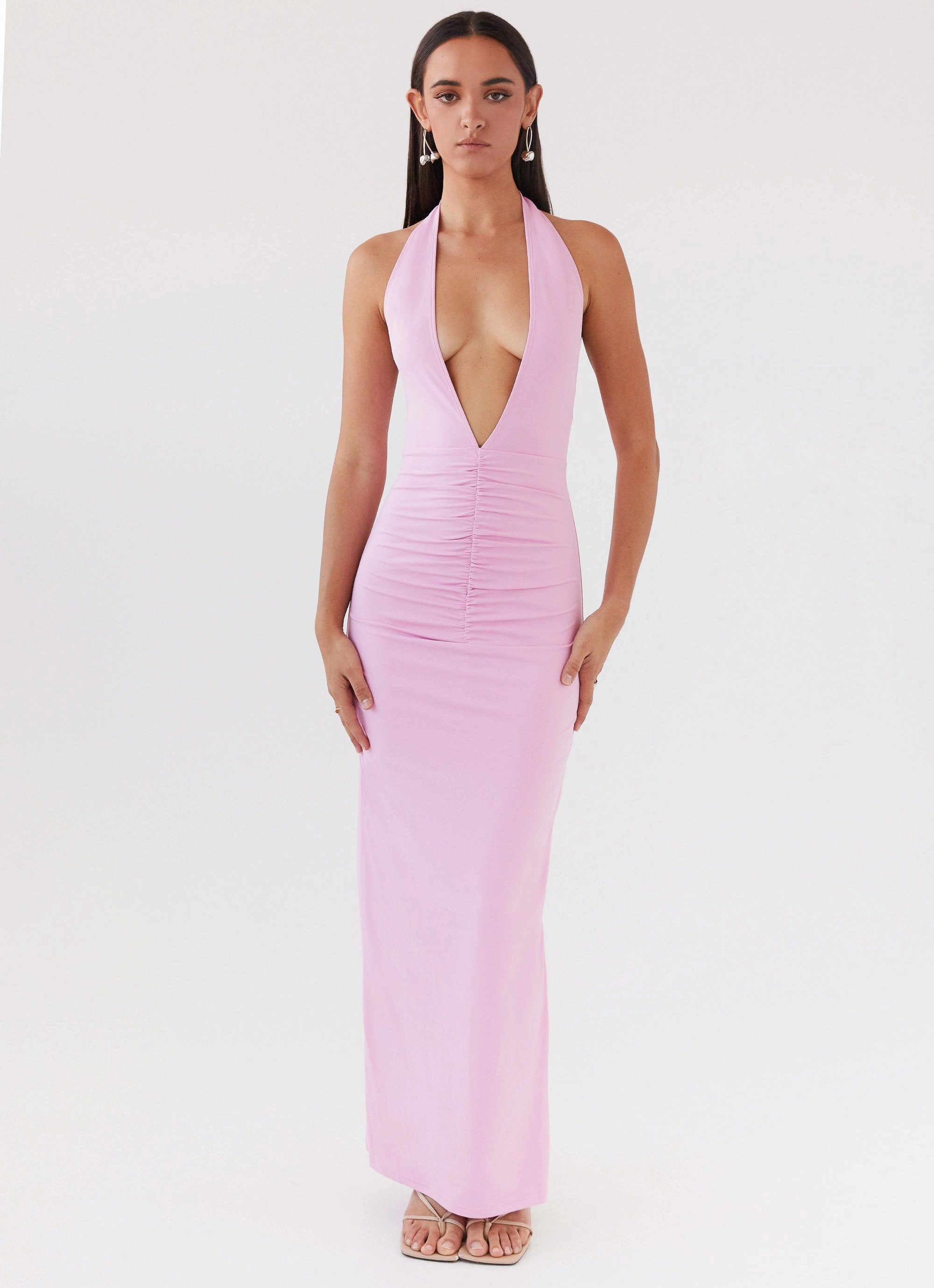 Flattering Layers Light Flow Whisked Away Halterneck Maxi Dress - Pink