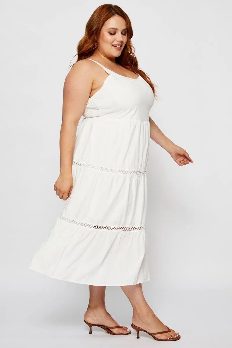 White Maxi Dress V-neck Sleeveless Tie Office Glam TemperatureRegulatingFabric