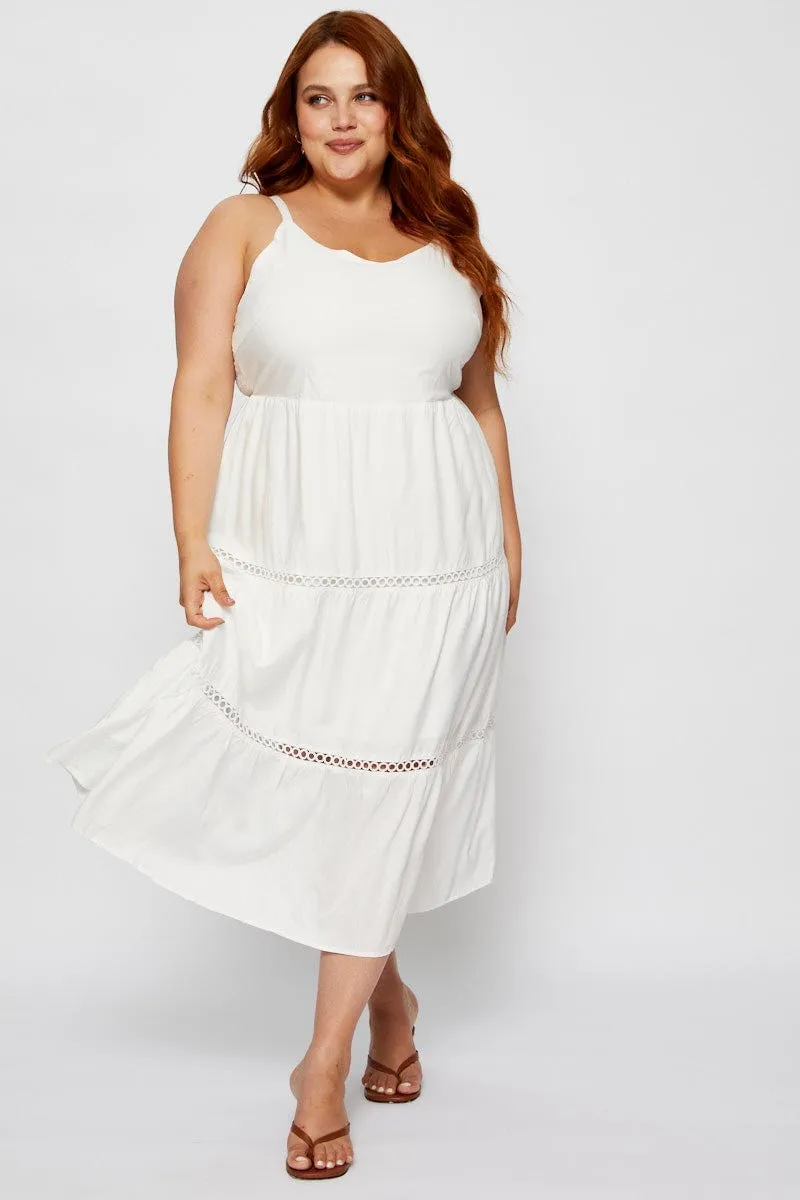 Rooftop-Event White Maxi Dress V-neck Sleeveless Tie