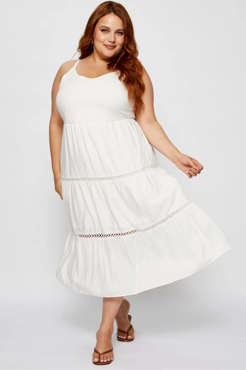 Bodycon Fit Birthday-Celebration White Maxi Dress V-neck Sleeveless Tie