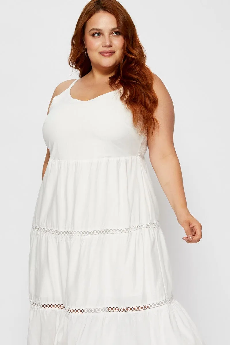 White Maxi Dress V-neck Sleeveless Tie Timeless Soft Comfortable Design Wear