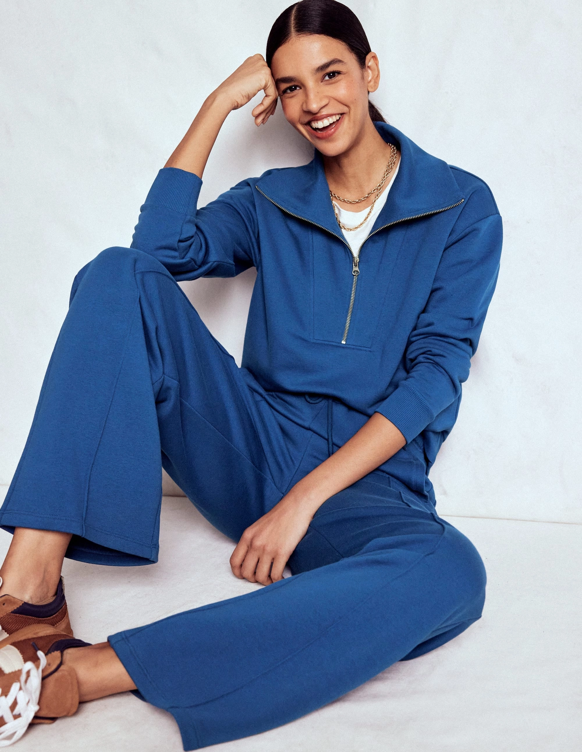 Wide Leg Joggers-Tourmaline Blue Body Contour