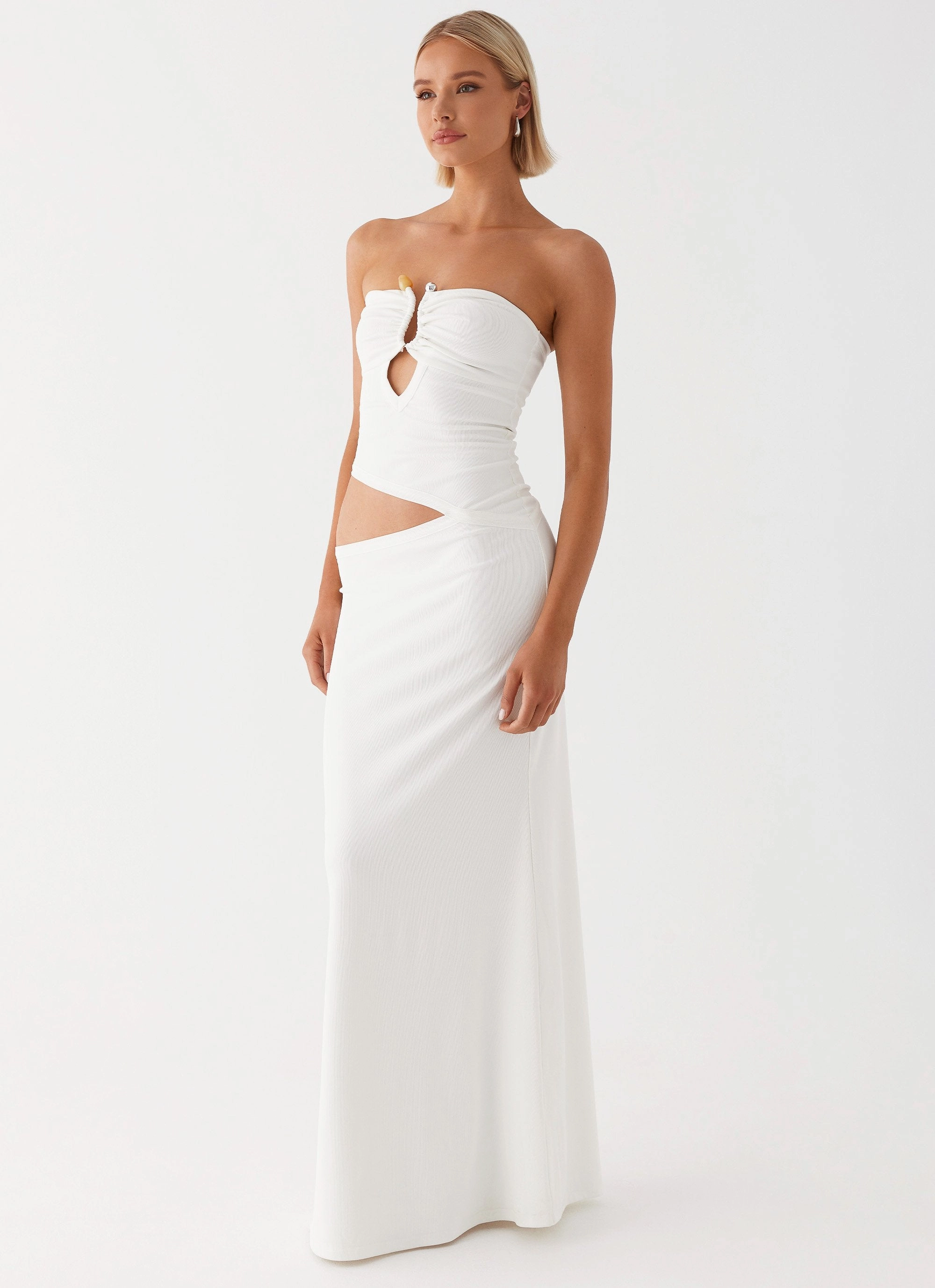 petite size Wild Roses Maxi Dress - White