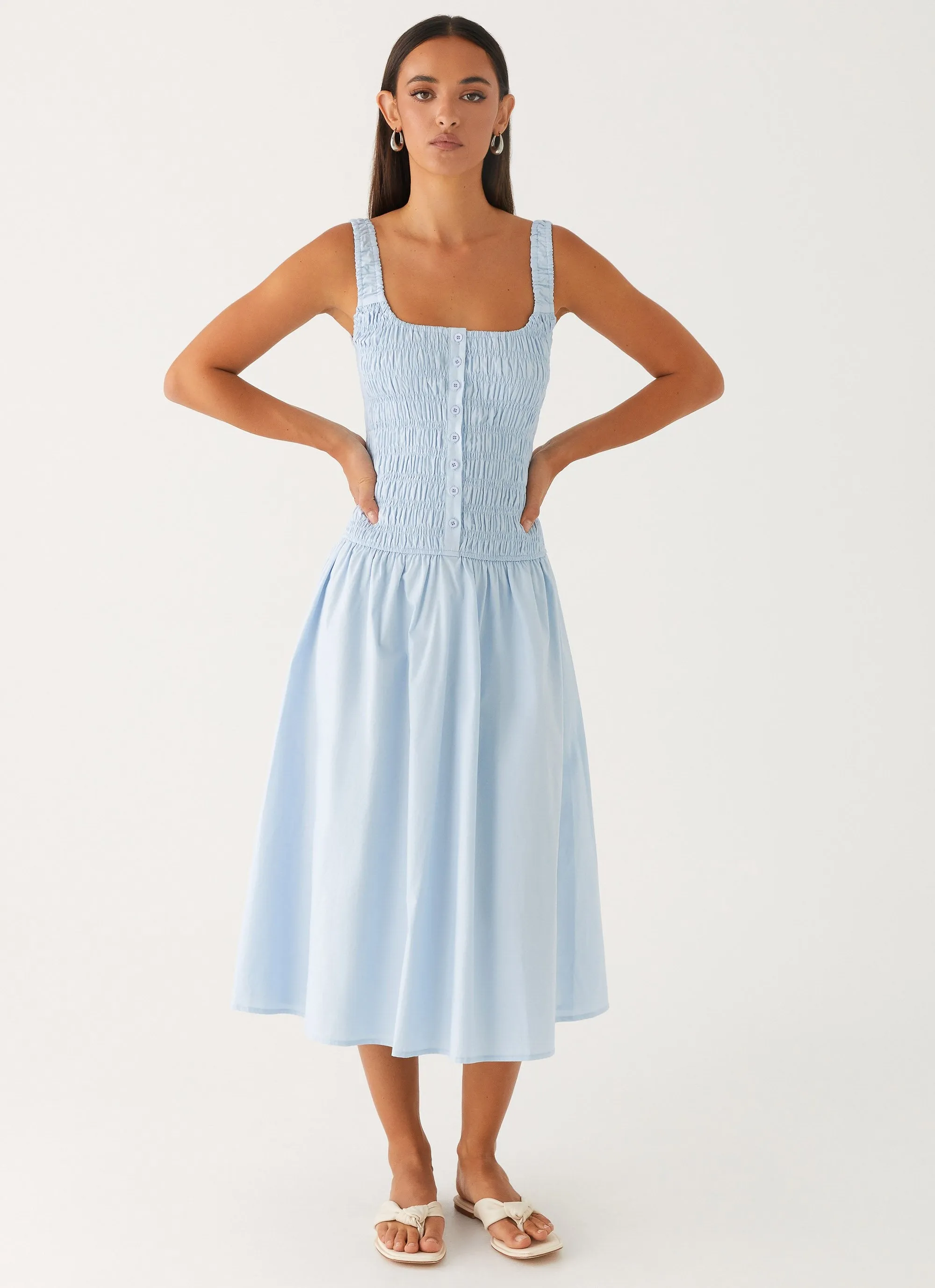 Soft Touch Wildflower Midi Dress - Blue