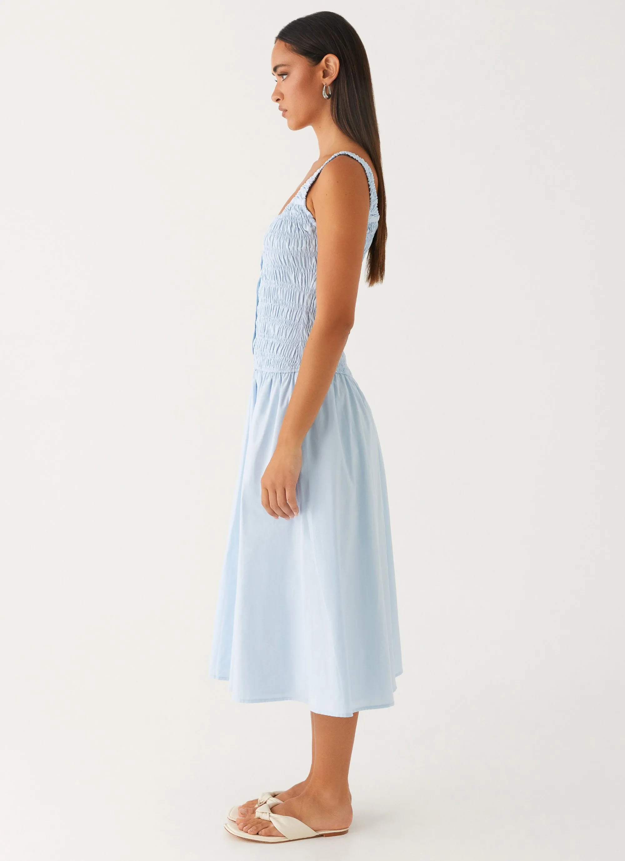 Gradient Shade Comfy Fit Wildflower Midi Dress - Blue