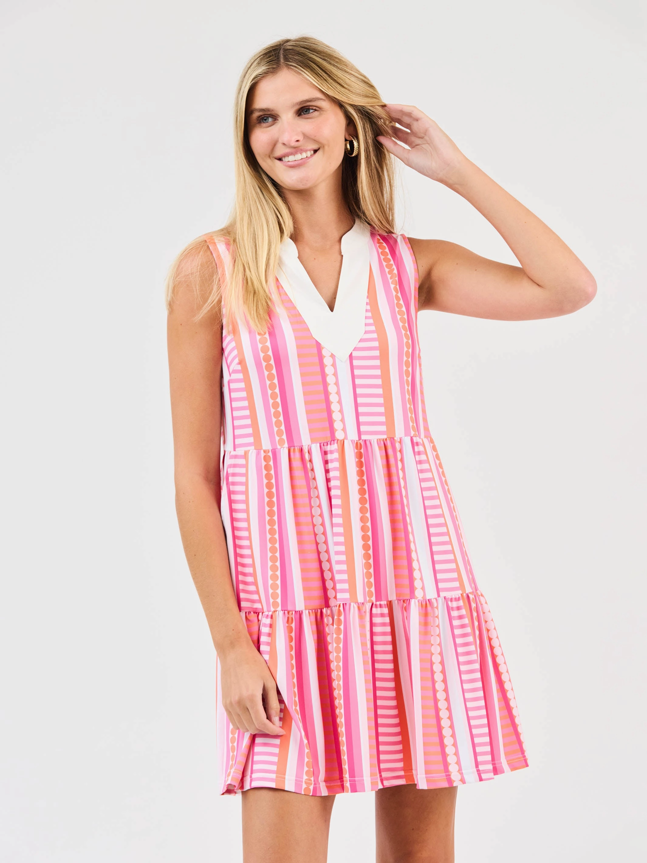 FINAL SALE - Newport Dress | Simply Striped Pink Glam Touch Office Cool