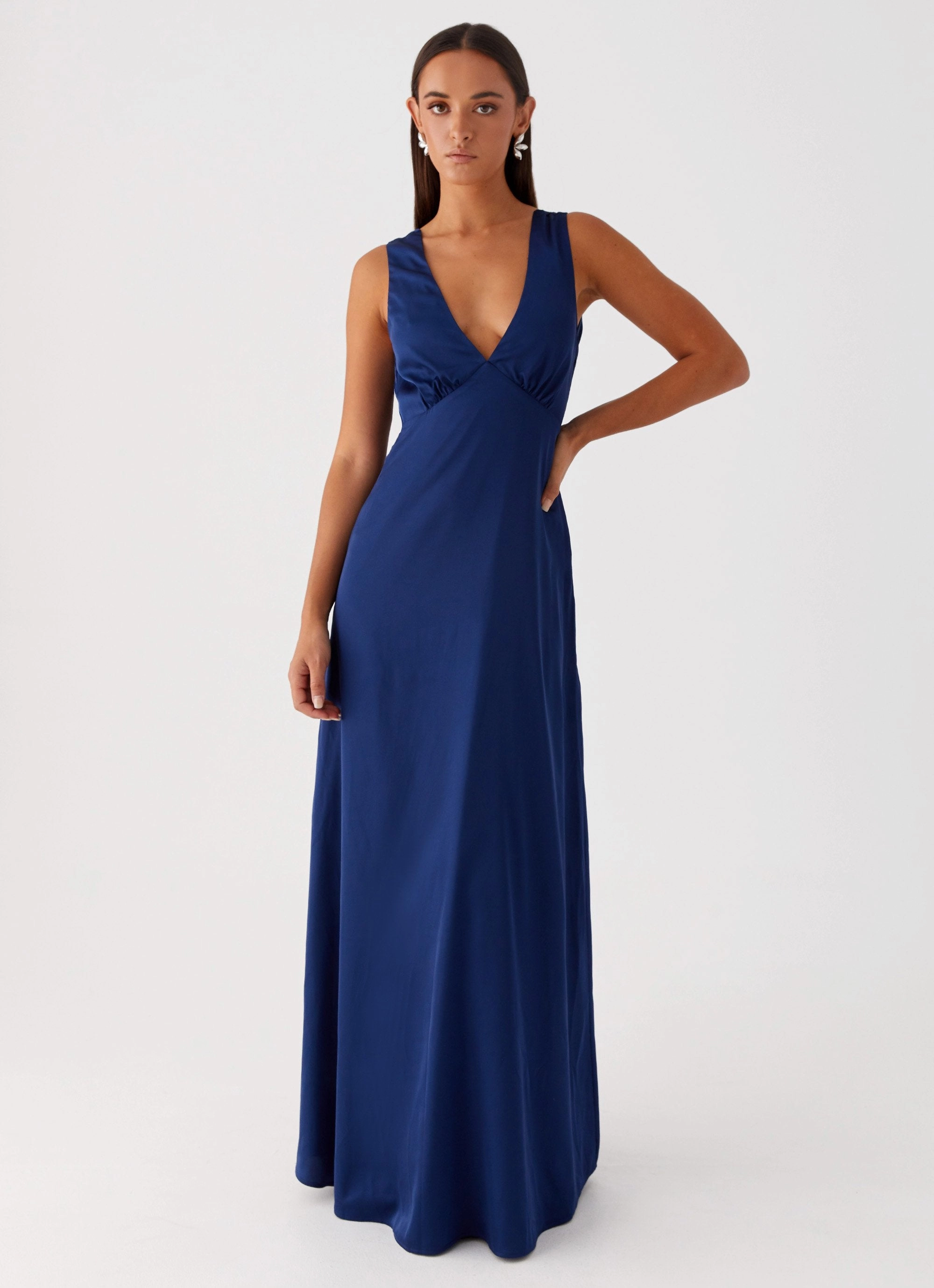 Versatile Piece Winnie Cowl Back Maxi Dress - Navy