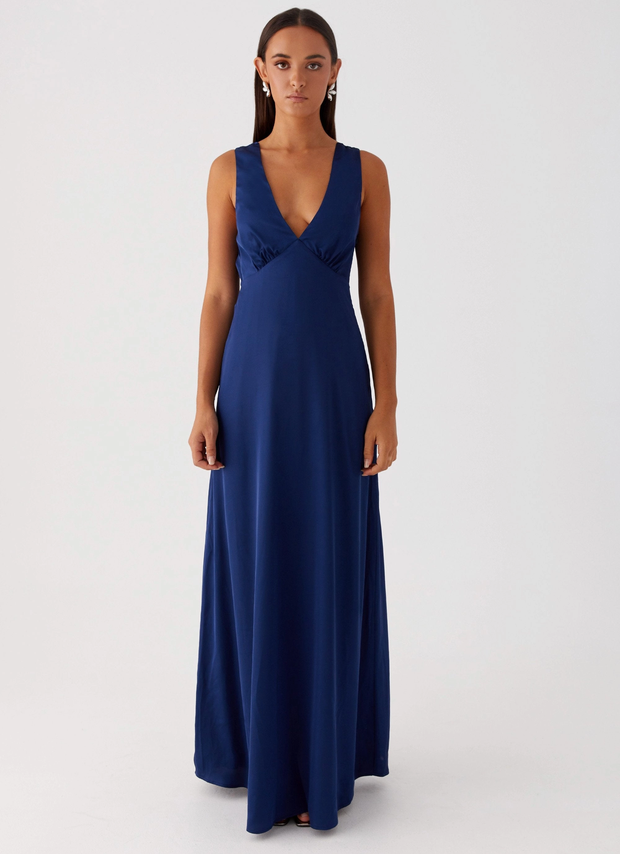 Winnie Cowl Back Maxi Dress - Navy Lace Ease Sophisticated Comfort
