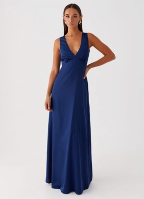 Versatile Piece Winnie Cowl Back Maxi Dress - Navy