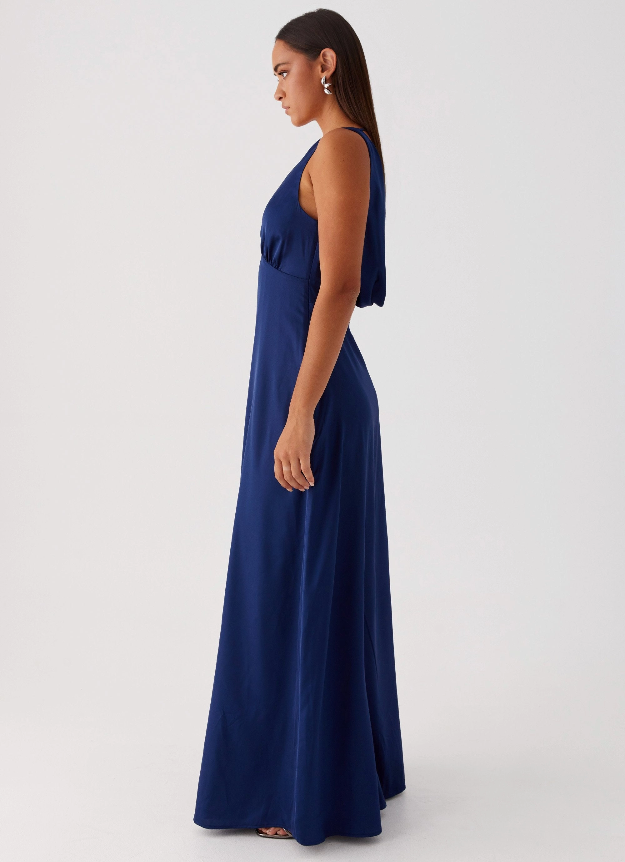 Romantic dinner wear Relaxed Waist Winnie Cowl Back Maxi Dress - Navy