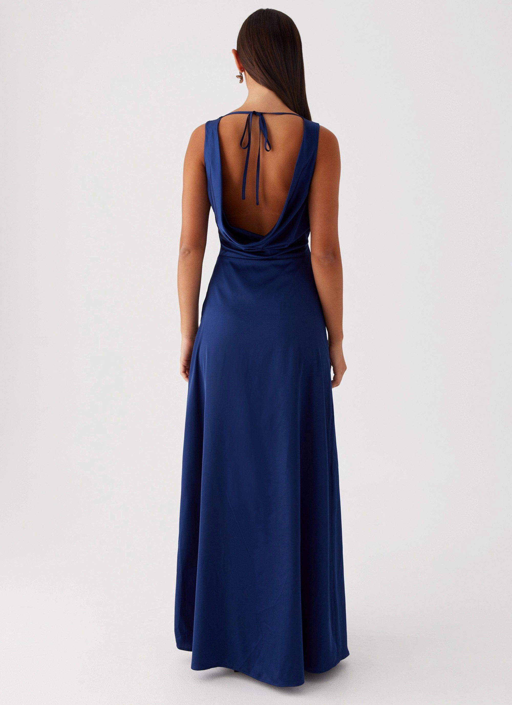 Winnie Cowl Back Maxi Dress - Navy Floral-Pattern