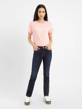 Women's 312 Blue Straight Fit Mid Rise Jeans Simple Touch Youth Style Office Wear