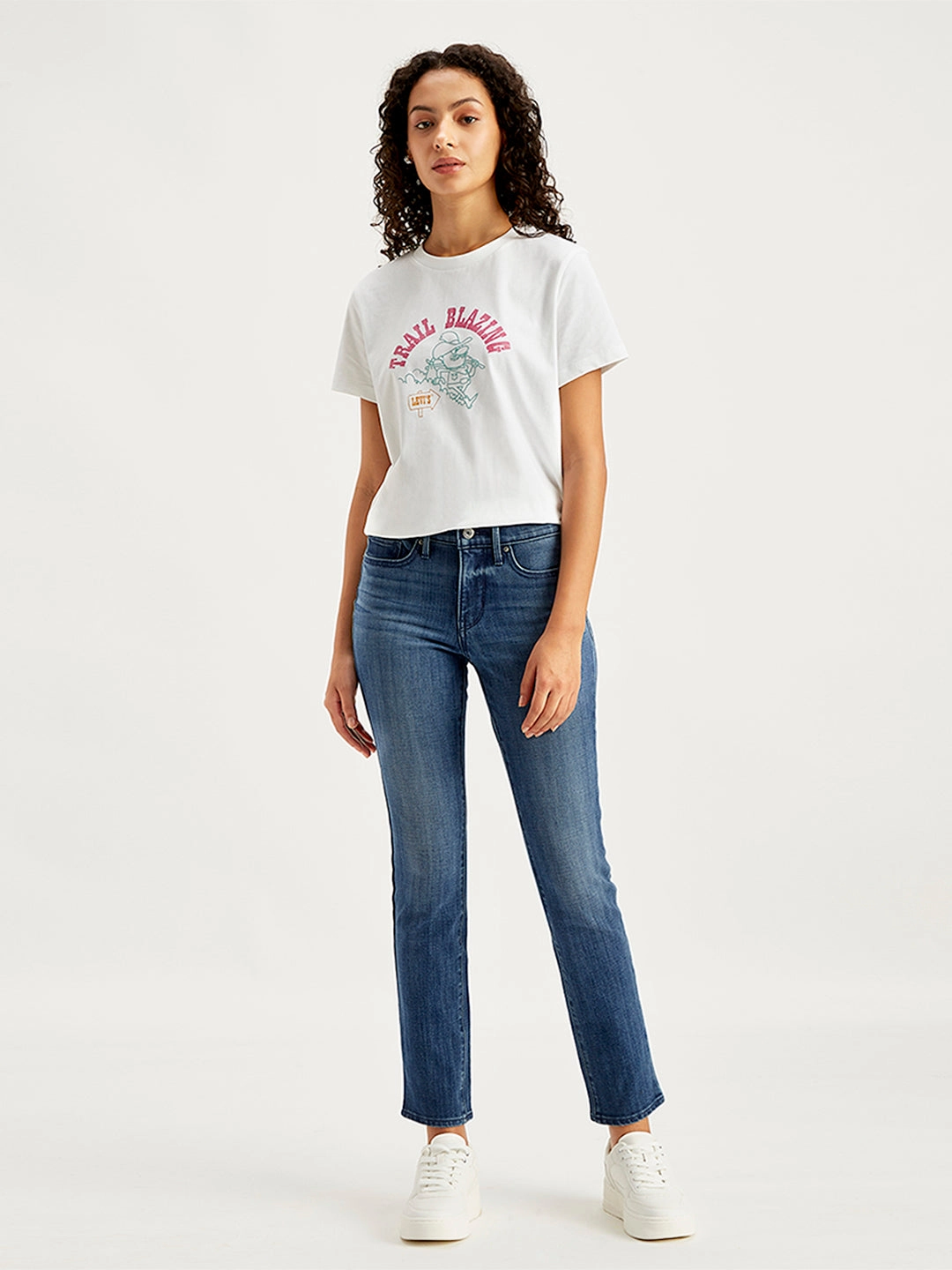 Layer Friendly Piece Women's 312 Blue Straight Fit Mid Rise Jeans