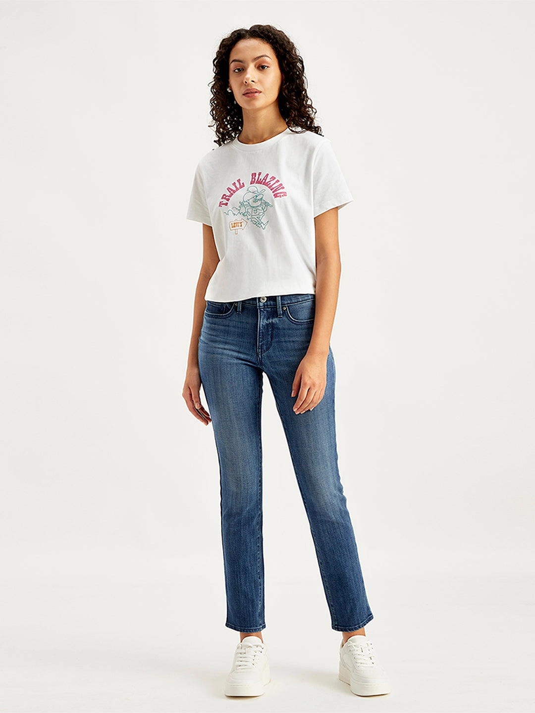 Sustainable Evening Stroll Casual Unisex Wear Artist Vibe Women's 312 Blue Straight Fit Mid Rise Jeans