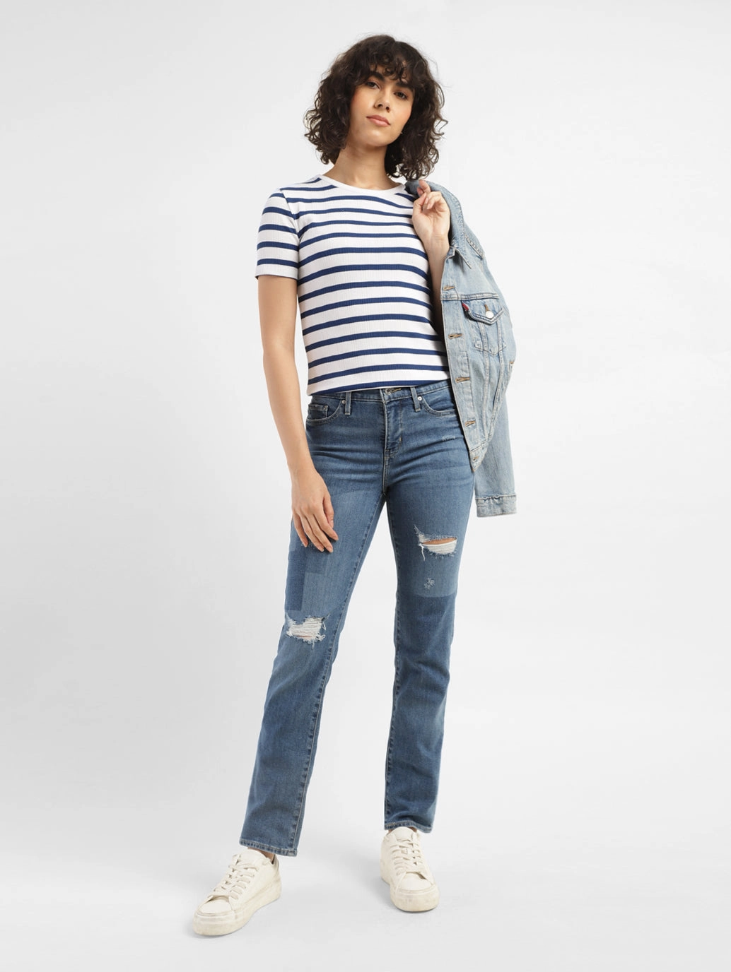 Women's 312 Blue Straight Fit Mid Rise Jeans Universal Look