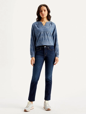 Women's 312 Navy Blue Straight Fit Mid Rise Jeans Urban Explorer Evening Stroll Casual Friday Street Ready