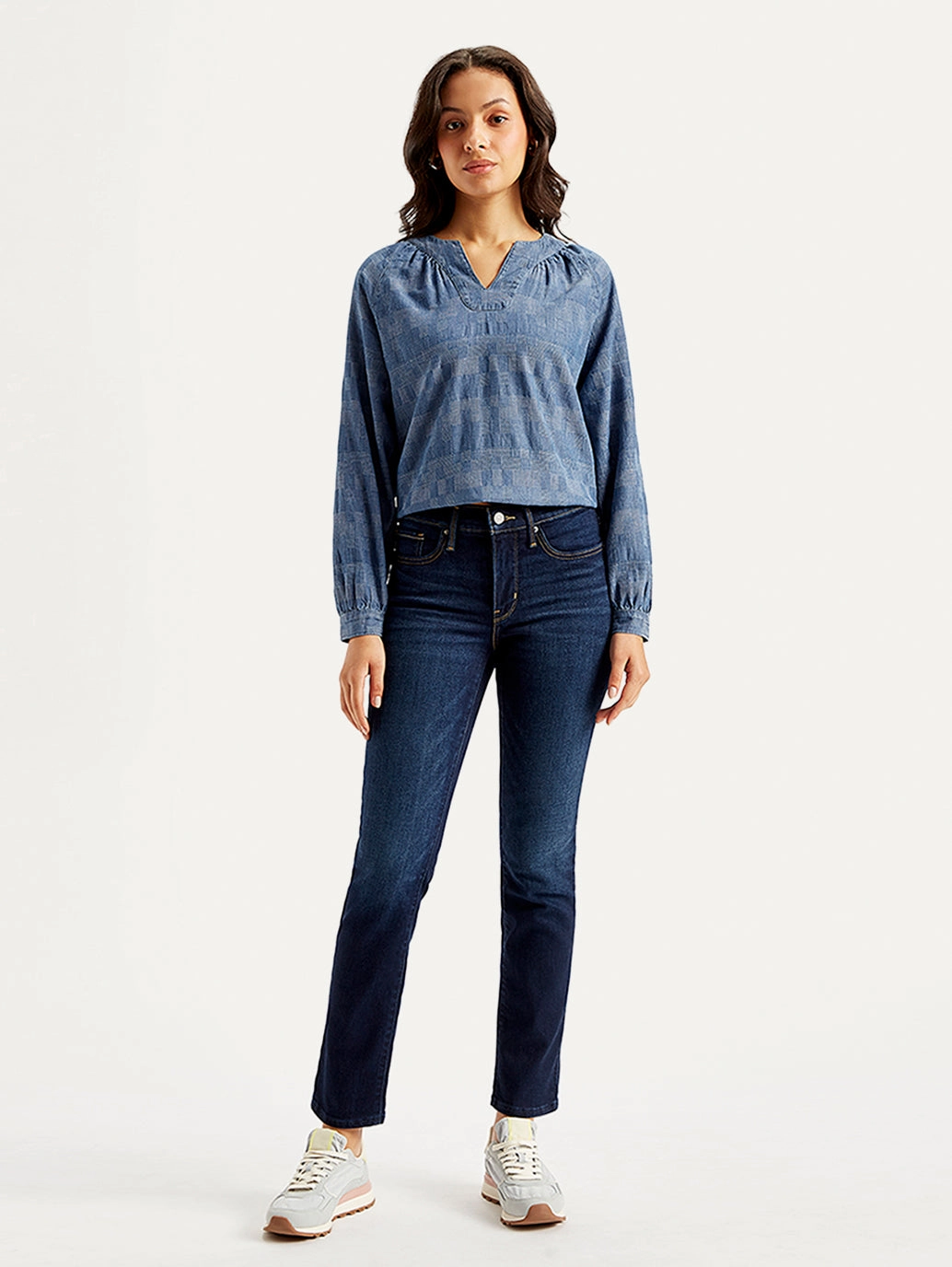 Women's 312 Navy Blue Straight Fit Mid Rise Jeans Urban Explorer Evening Stroll Casual Friday Street Ready