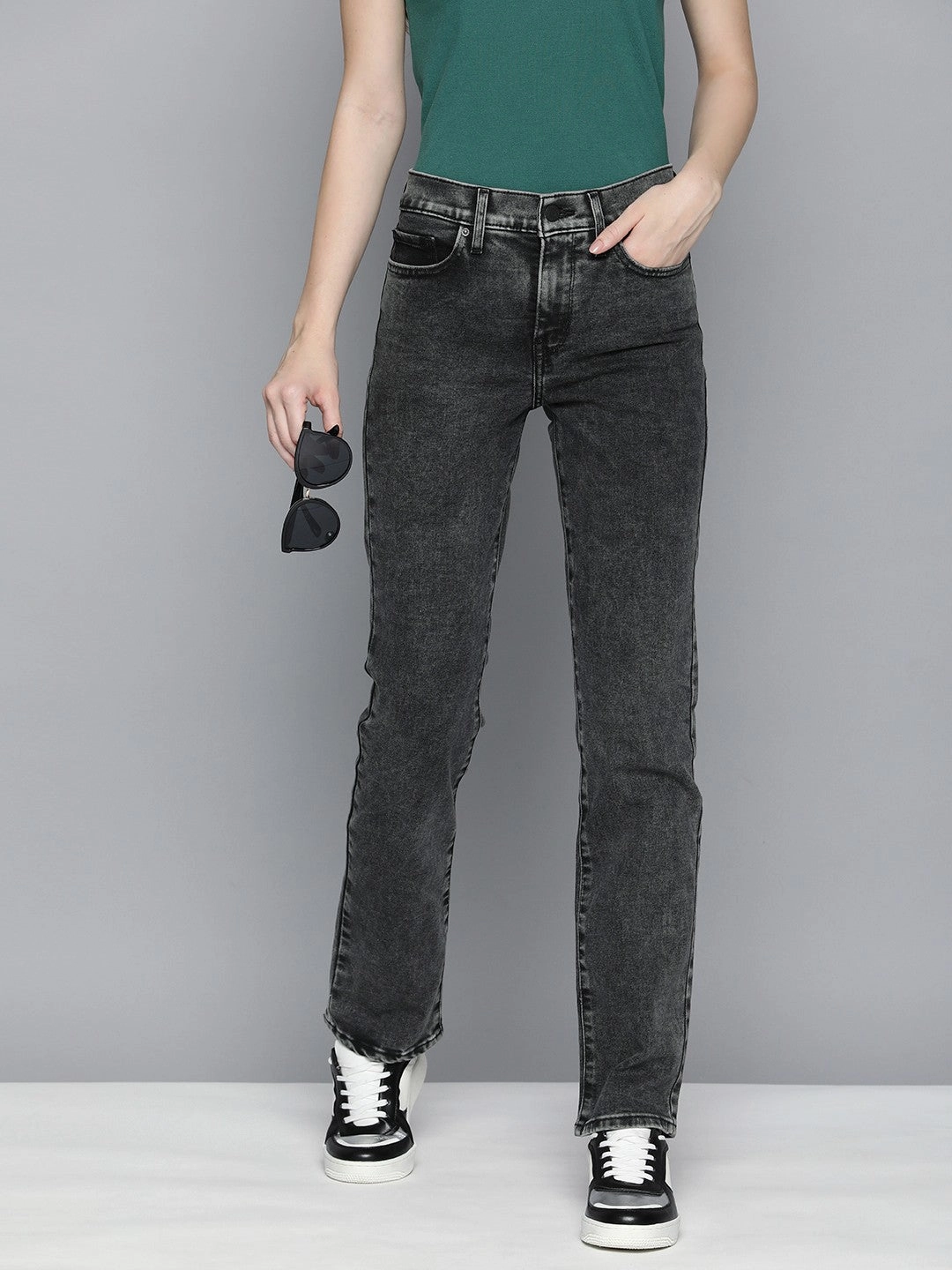 Women's 314 Grey Straight Fit High Rise Jeans Street Vibe Earthy Modern Minimalist Office Wear