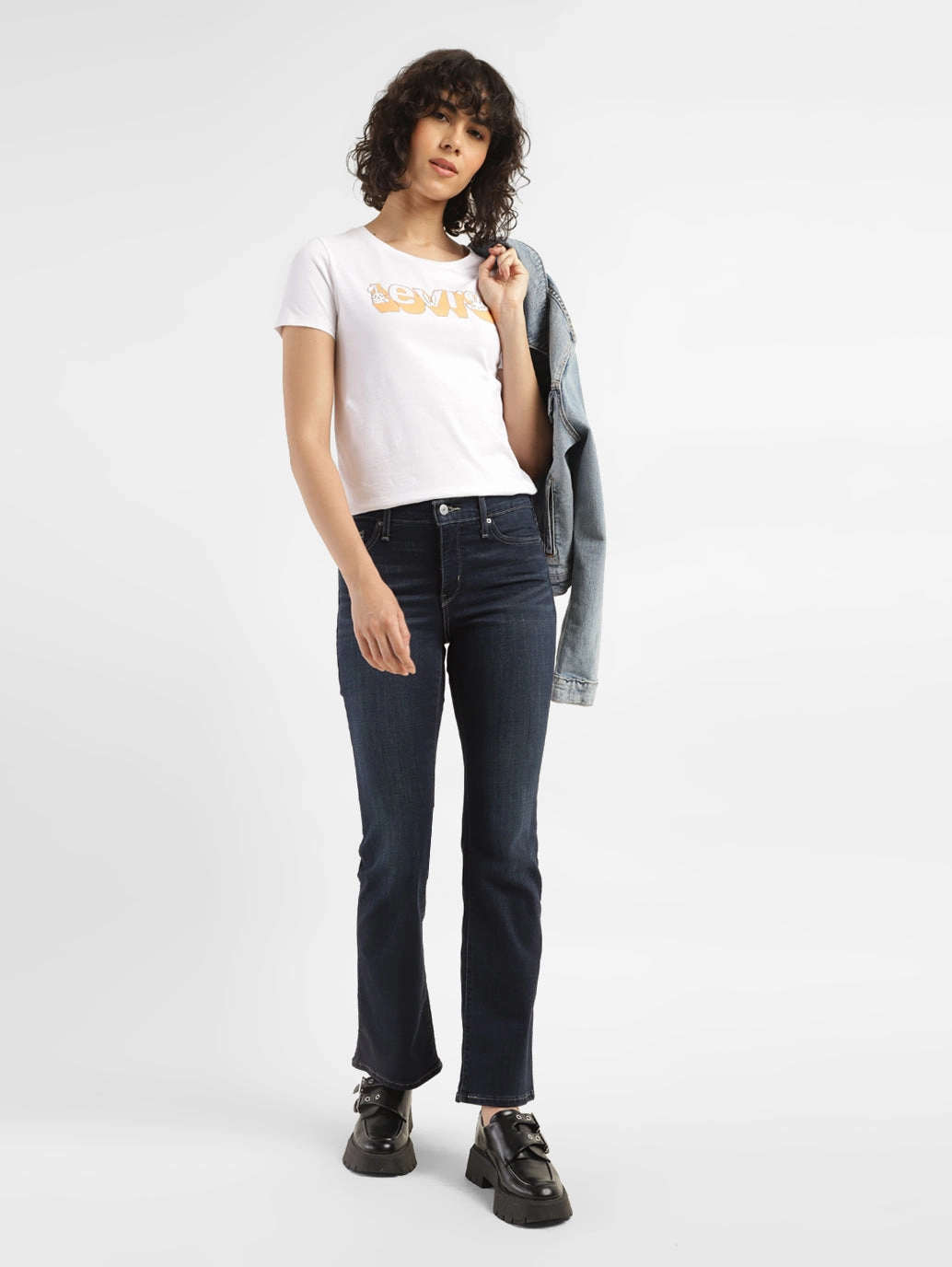 Women's 315 Blue Flared Fit High Rise Jeans Button Fly Option