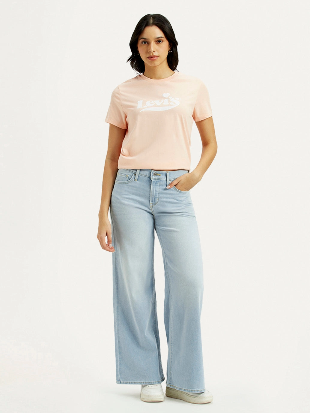 Textured Smart Casual Road Trip Women's 318 Light Indigo Flared Fit Mid Rise Jeans