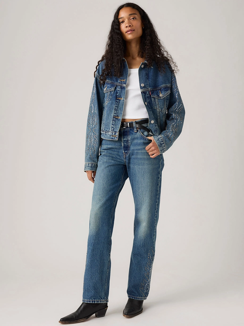 Women's 501'90s Dark Indigo Straight Fit Mid Rise Jeans Artist Vibe Work Meeting Casual Zip Fly Closure