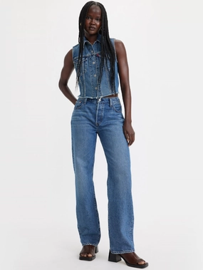 Women's 501 Blue Straight Fit High Rise Jeans Youth Style Office Wear