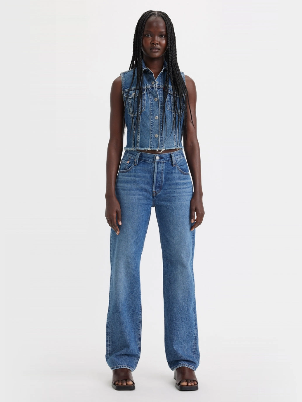 Outdoor Adventure Adult Fashion Women's 501 Blue Straight Fit High Rise Jeans