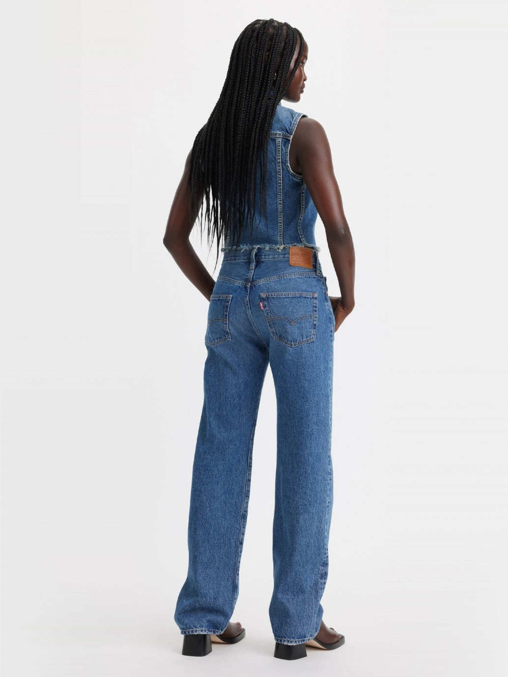 Women's 501 Blue Straight Fit High Rise Jeans Balanced Look