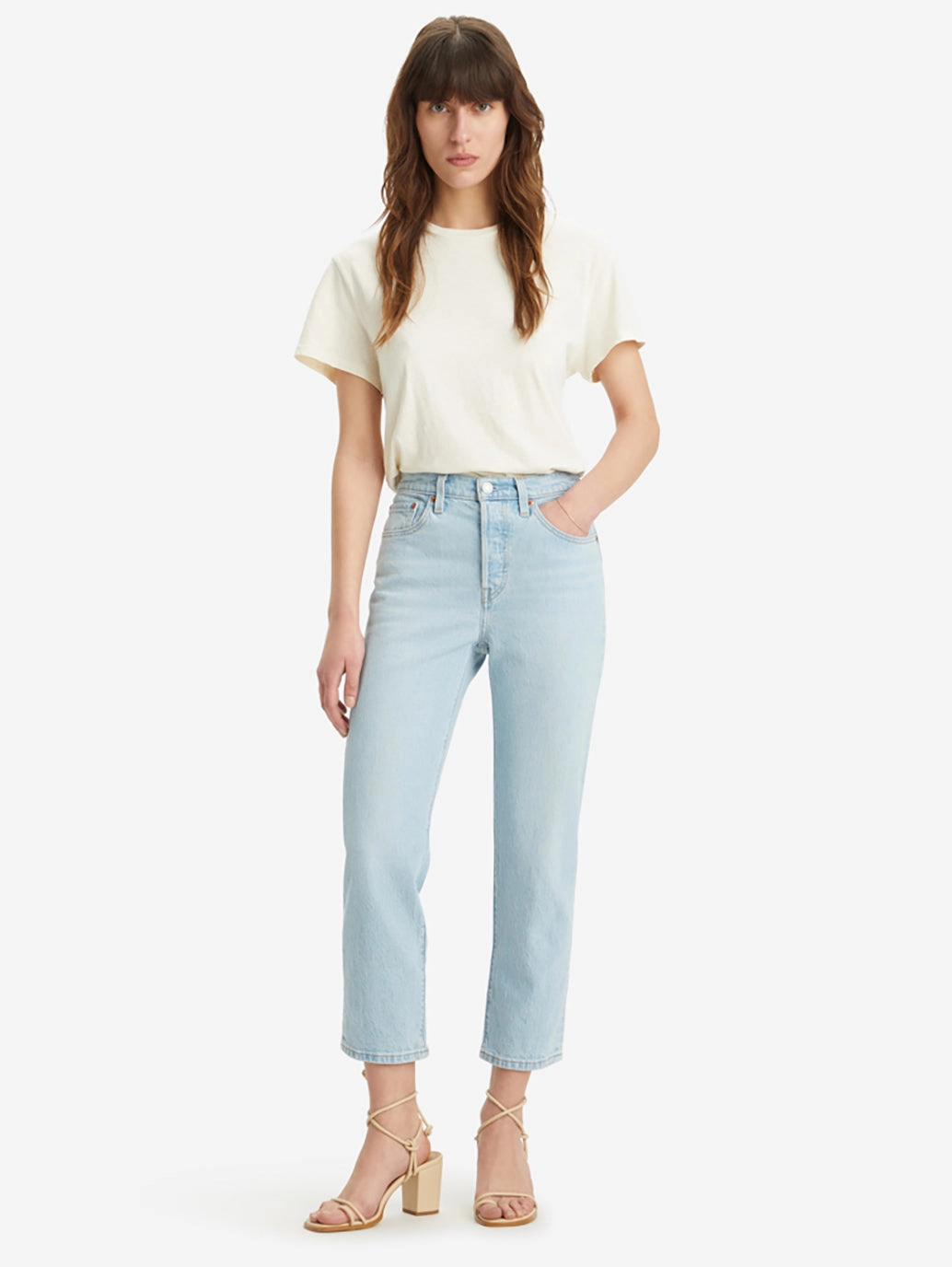 Women's 501 Blue Straight Fit Mid Rise Jeans No Fuss Style Relax Mode