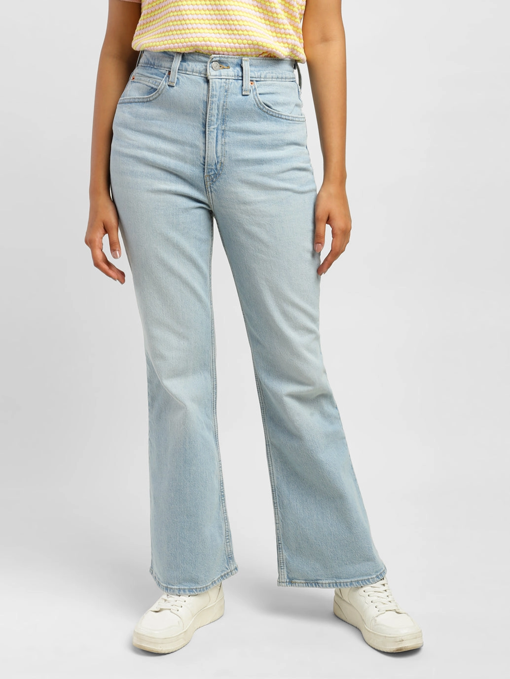 Street Fashion Parent Style Go-to Wear Women's 70s Blue Flared Fit High Rise Jeans