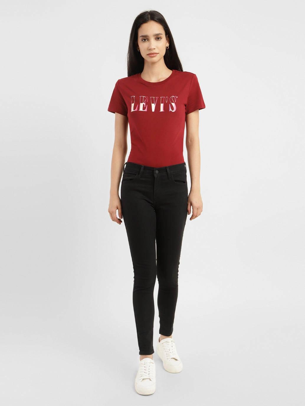 Women's 710 Black Skinny Fit Mid Rise Jeans Sanded Seam Comfort