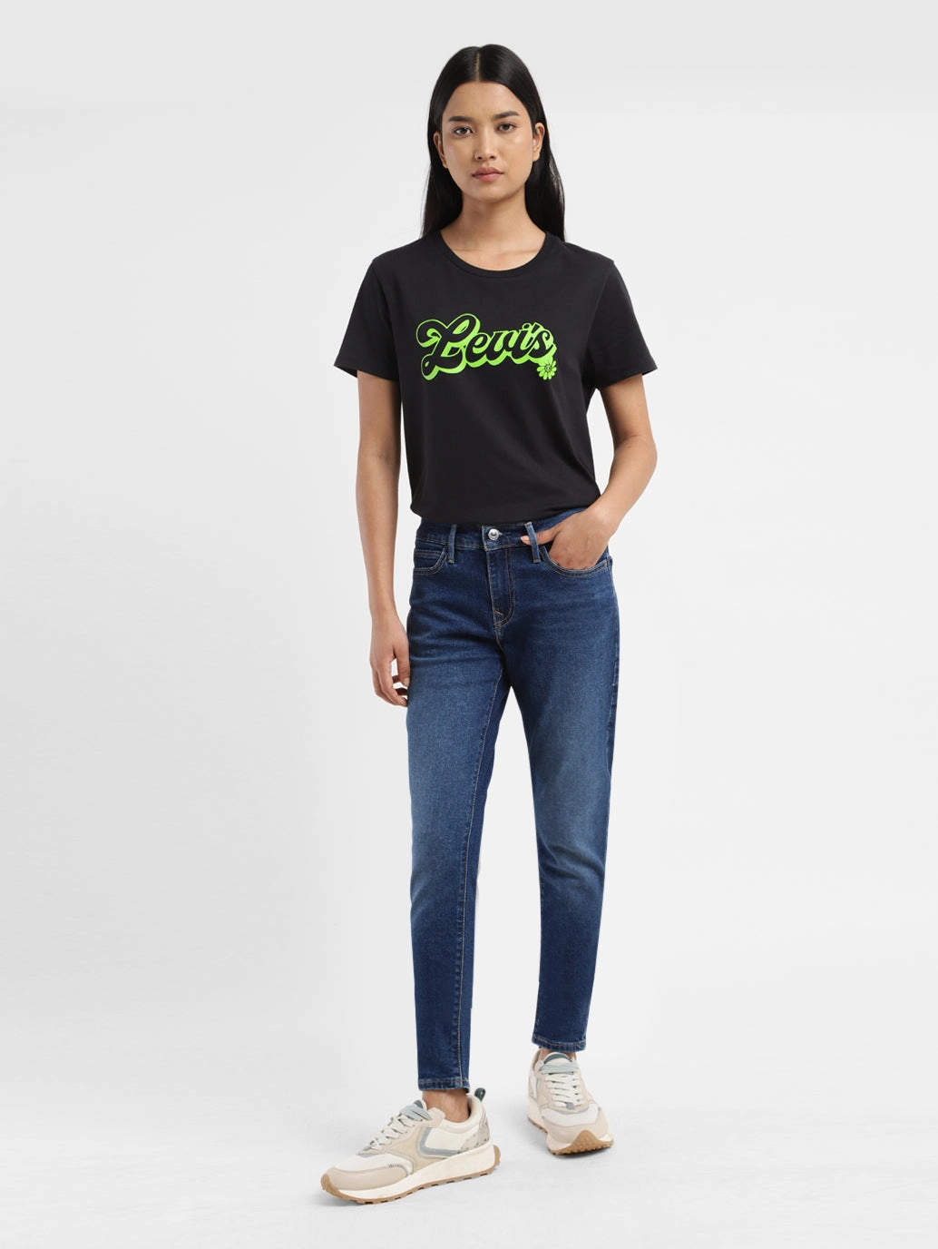 Secure Closure System Women's 710 Blue Skinny Fit Mid Rise Jeans