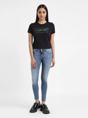 Women's 710 Blue Skinny Fit Mid Rise Jeans Breathable Travel Outfit Brunch Outfit Clean Base