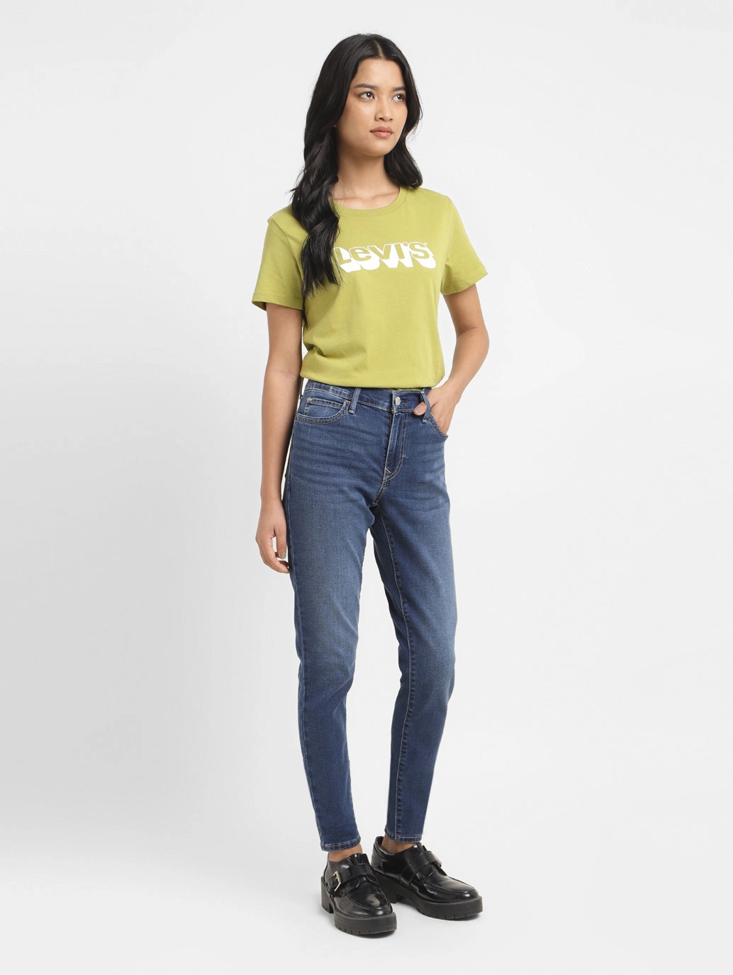 Women's 710 Indigo Skinny Fit Mid Rise Jeans Base Look Vibrant Trendy