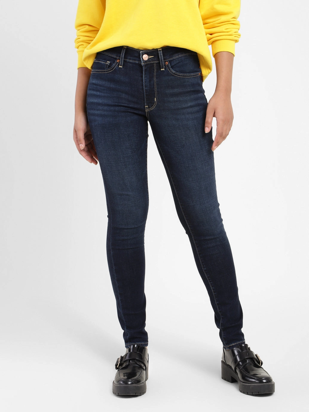 Women's 711 Blue Skinny Fit Mid Rise Jeans Chill Friendly Loose High Quality Morning Stroll