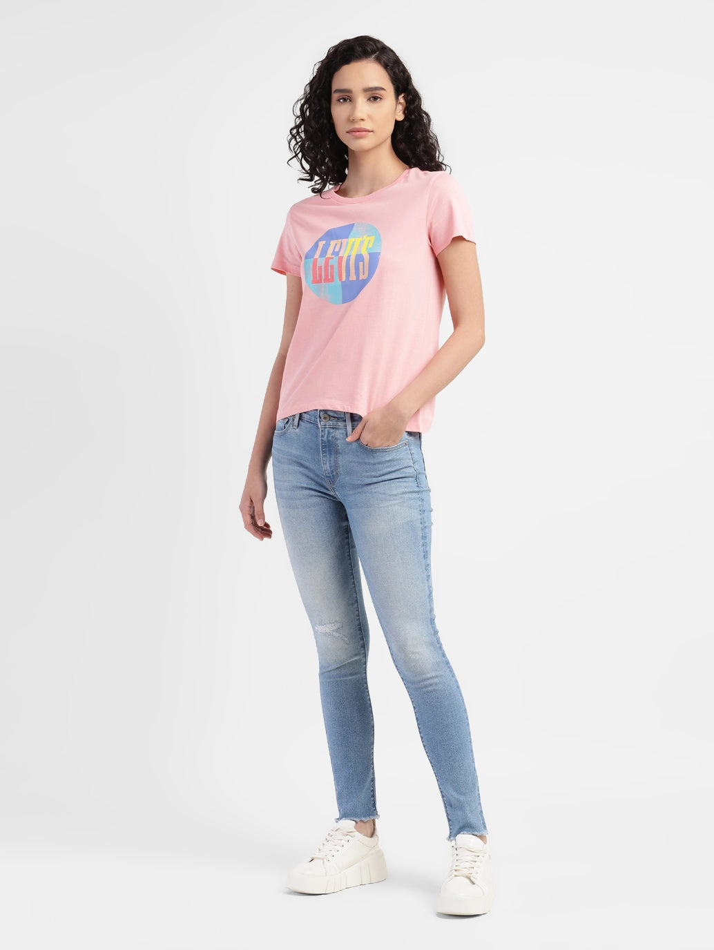 Versatile Relaxed Style Women's 711 Blue Skinny Fit Mid Rise Jeans