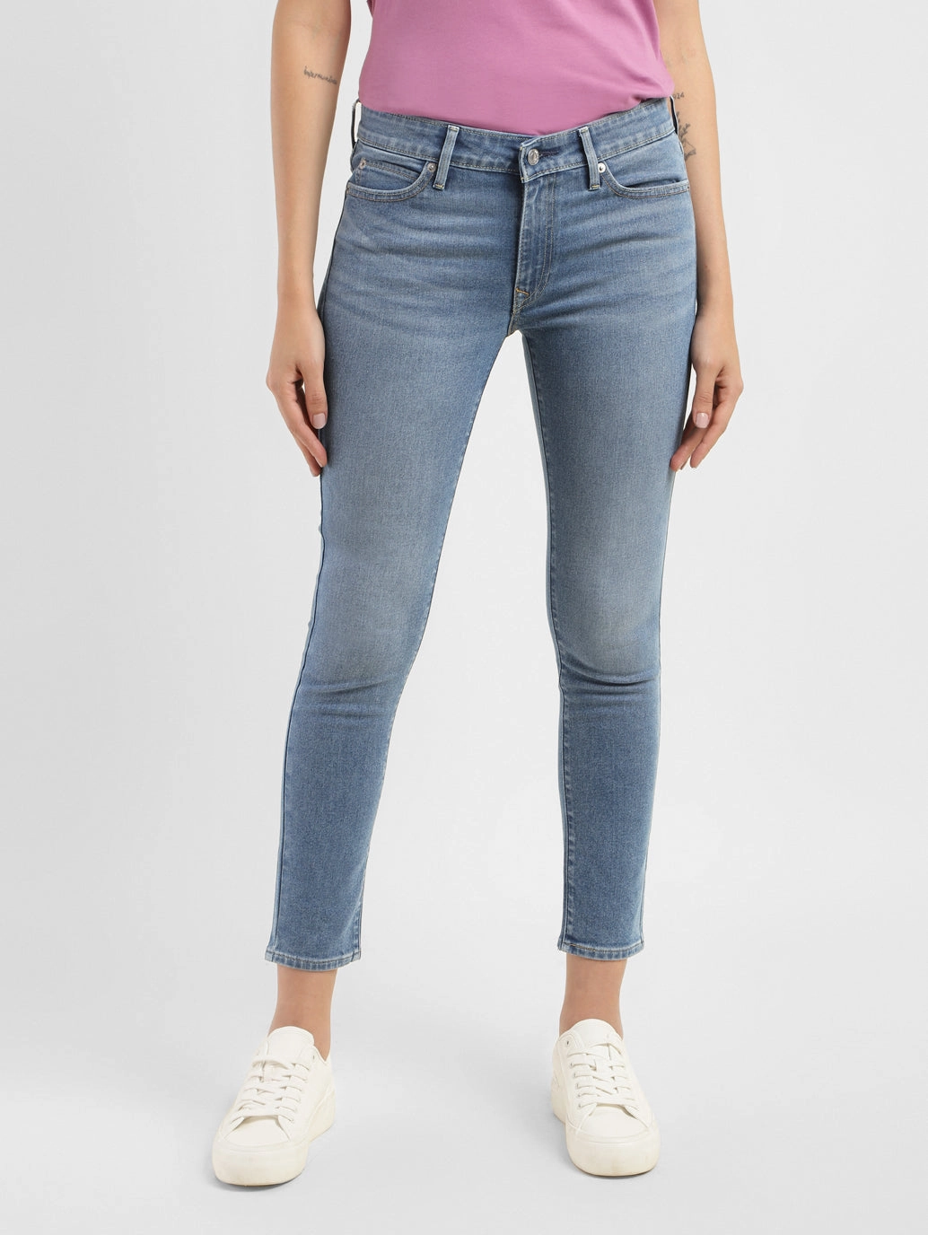 Women's 711 Blue Skinny Fit Mid Rise Jeans Trend Friendly